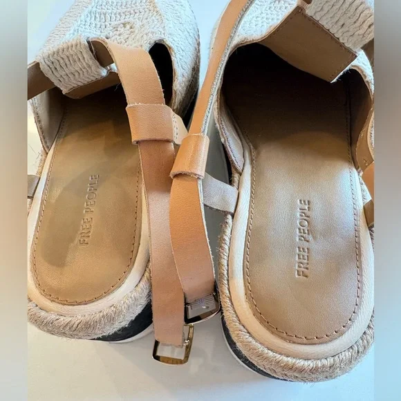 FREE PEOPLE Platform Espadrille Sandals Size 6 Leather Ankle Strap Boho Summer - Picture 10 of 10